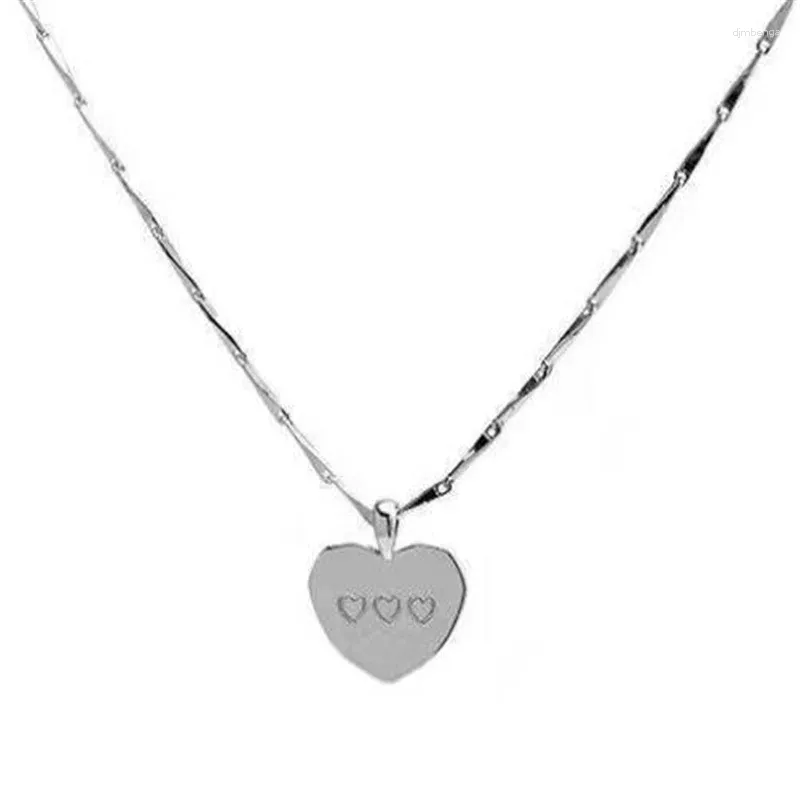 Pendant Necklaces Simple Elegant Silver Color Metal Heart-Shaped Necklace Clavicle Chain For Women Fashion Jewelry Gift