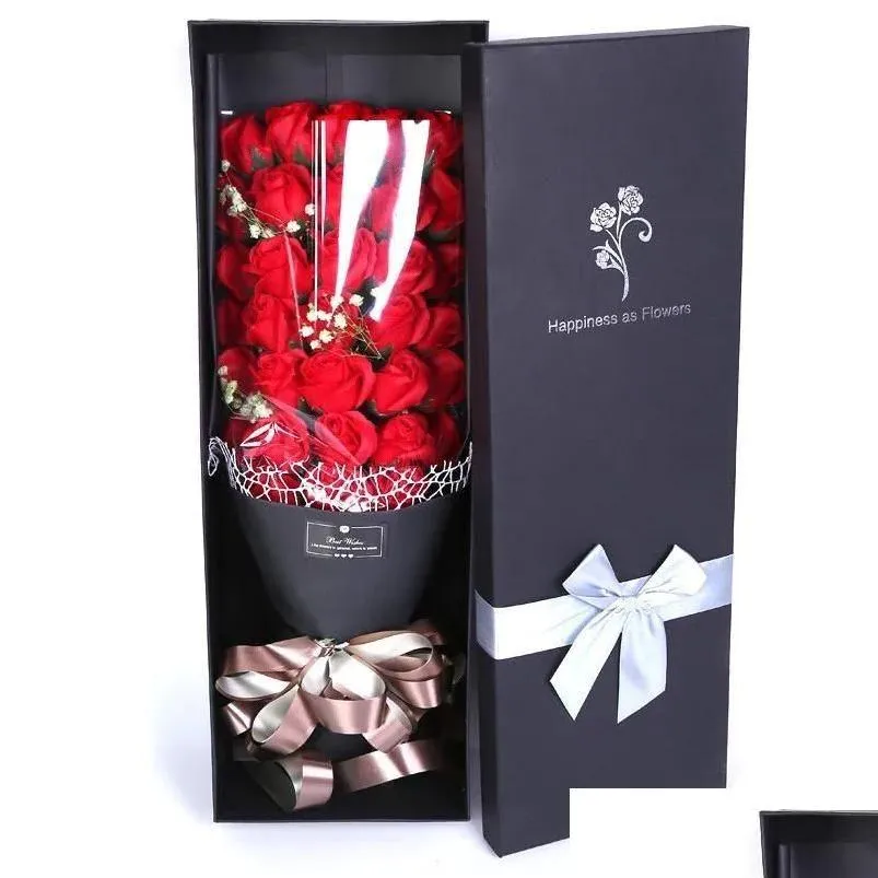 Couronnes de fleurs décoratives à la main Rose Bouquet Savon Fleur Saint Valentin Noël Mère Cadeau Année Artificielle Drop Livraison Hom Dhe1F