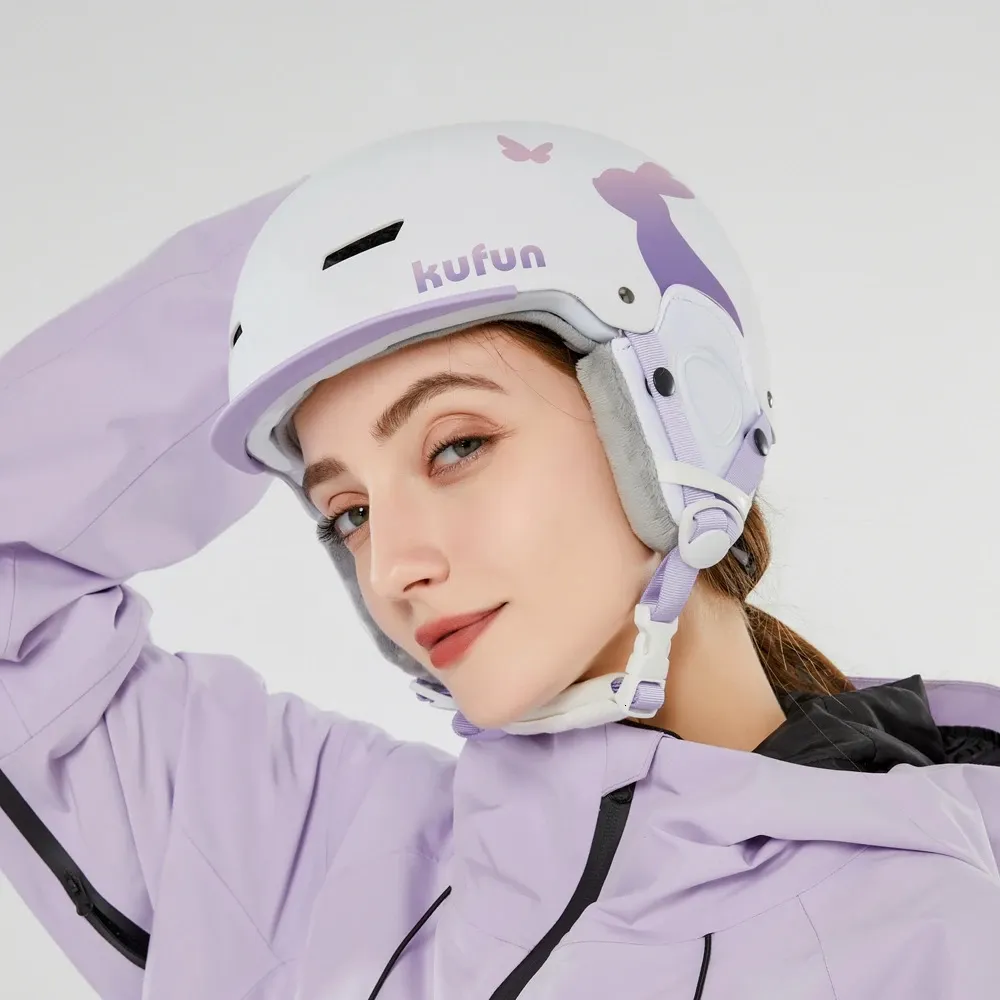 Capacete de esqui snowboard homens mulheres meninas meninos crianças esportes de inverno bicicleta ciclismo escalada neve gato tubarão cervo urso rosa 240108