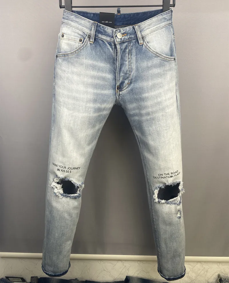 Fashion hole dsq Jeans Hip Hop Rock Moto Mens Casual Design Ripped Jeans  Distressed slim Denim DSQ2 COOLGUY JEANS 9869 grey