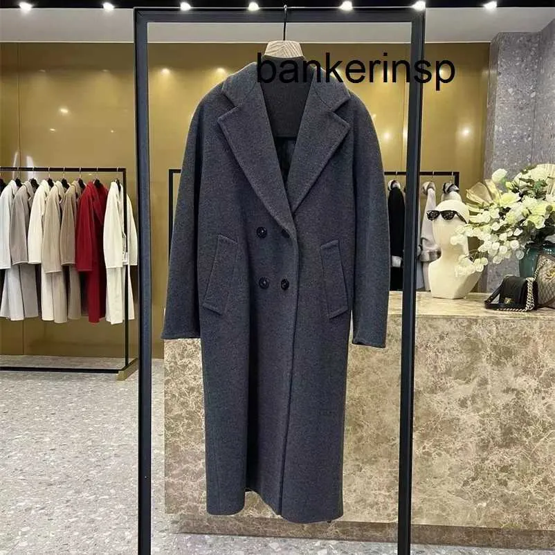 Cashmere Coat Maxmaras Labbro Coat 101801 Pure Wool M Family Classic New 101801 Deep Sky Grey breasted Cashmere Women's High end Long