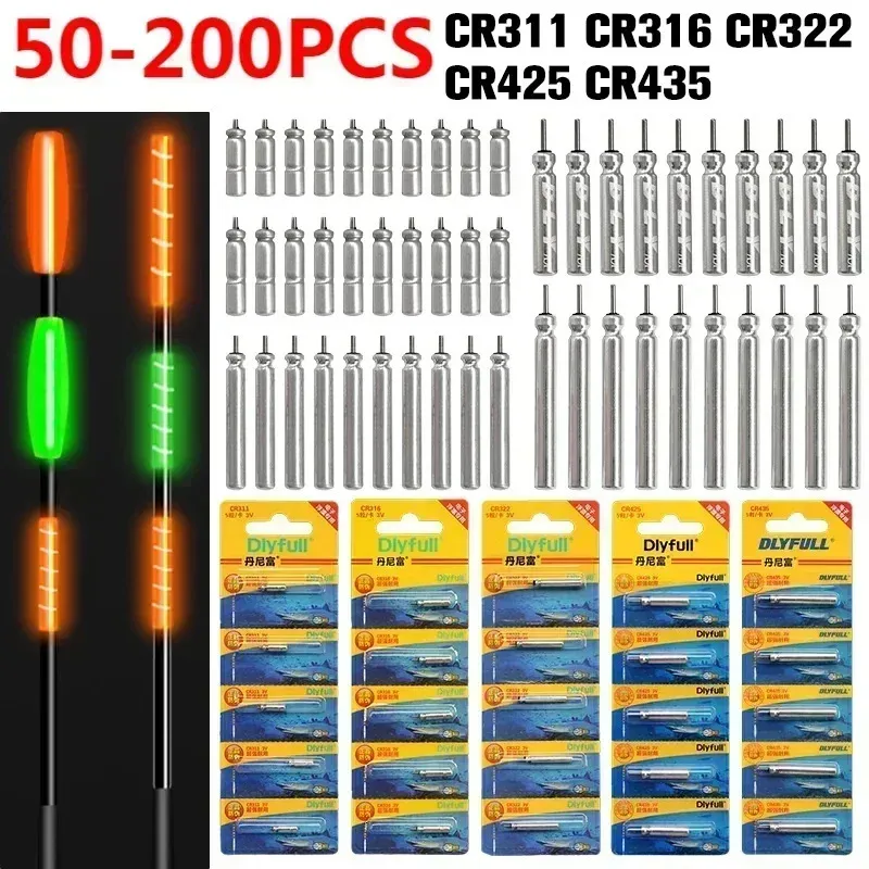 50200 st fiskeflyter Lysande elektriskt batteri CR311 CR316 CR322 CR425 CR435 LITIUM PIN 240108