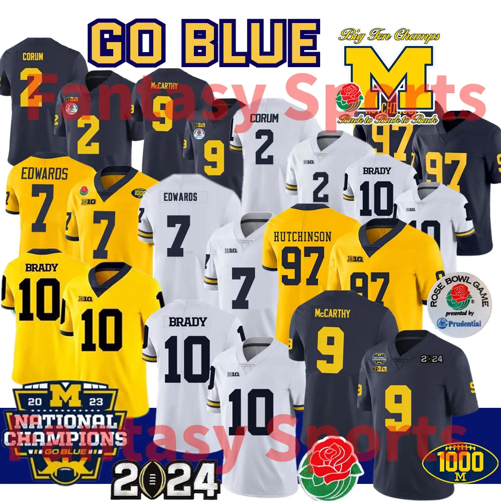 2024 Rose Bowl Jerseys Blake Corum 2 Donovan Edwards Roman Wilson Mike Sainristi J.J. McCarthy Keegan Jenkins Maize White Navy College Football Jersey