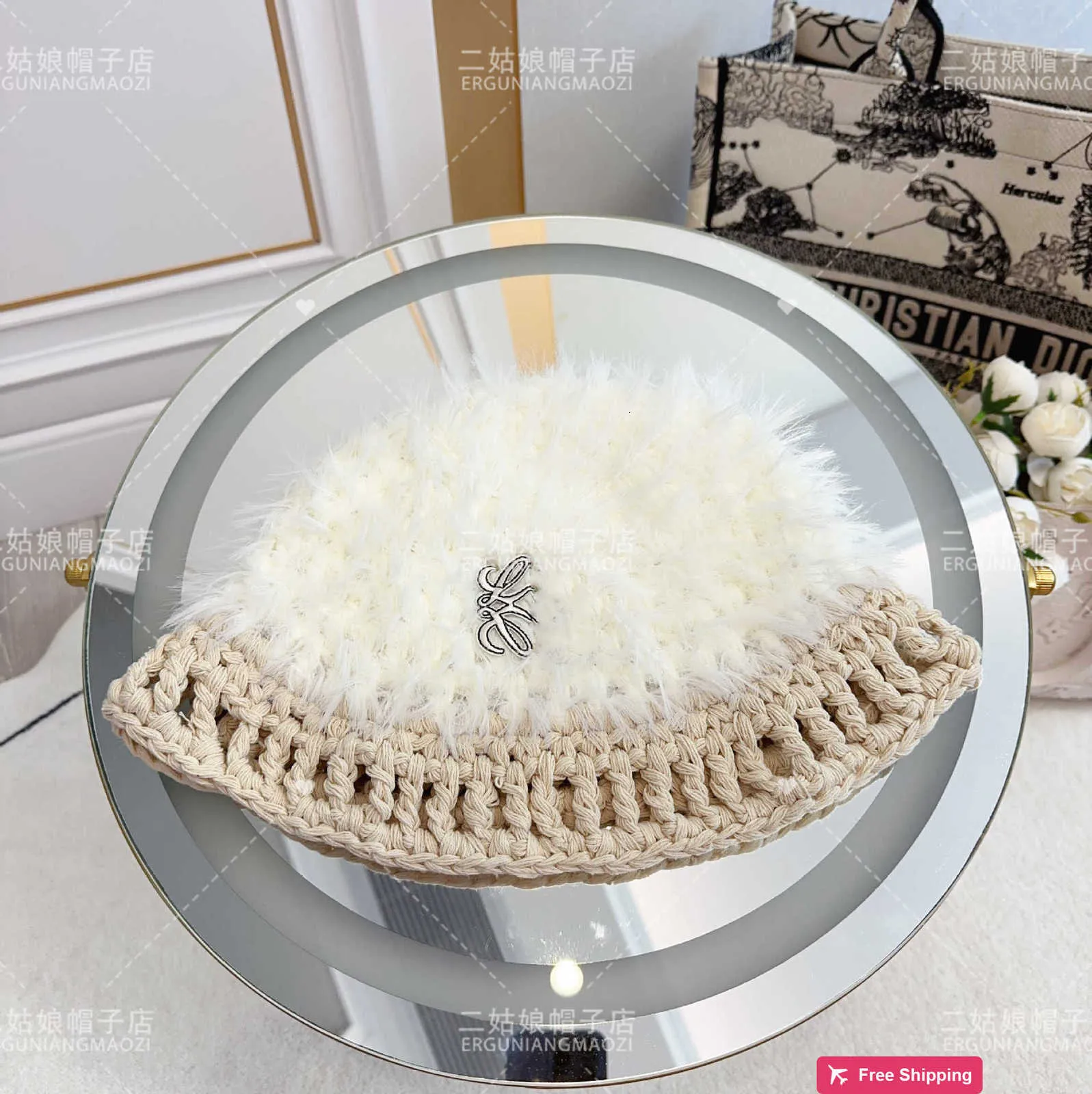 Designer Ball Caps Luo Jia's 23 AutumnWinter New Hand Hooked Knitted Hat Personalized niche Knitted Hat ins Cold Hat Network Red Wind Sweet Cool GUQQ