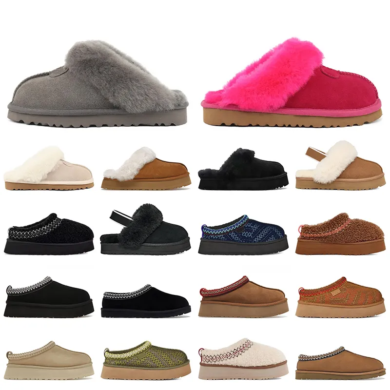 Kokette Pelz Designer Tazz Hausschuhe Plattform Senfkorn Rosa ugh Tasman Hausschuhe Frauen Männer flauschige Slides Wildleder Loafer Schuhe Australische Winter Schneestiefel Booties