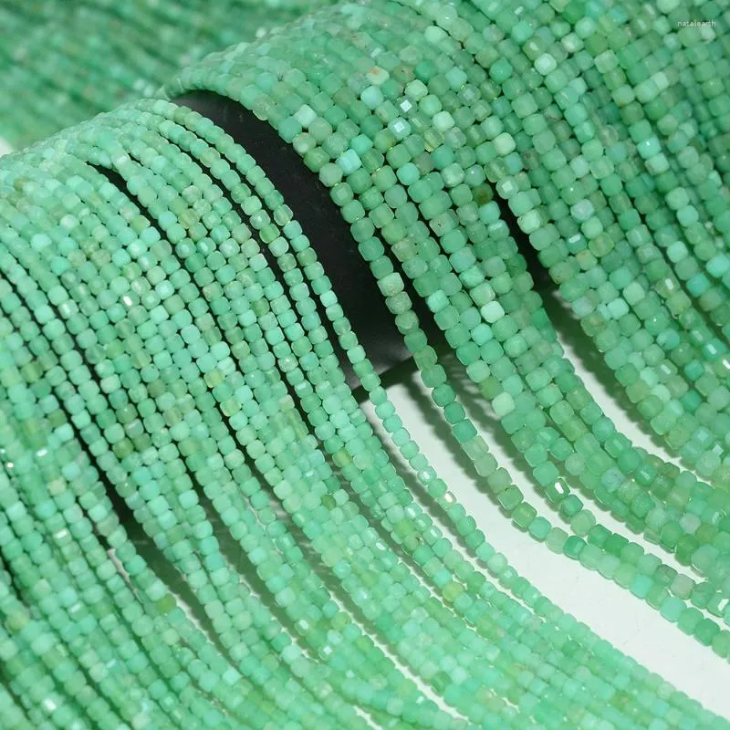 Pierres précieuses en vrac naturelles de belle qualité, perles cubiques à facettes en chrysoprase de 2.2mm/3mm