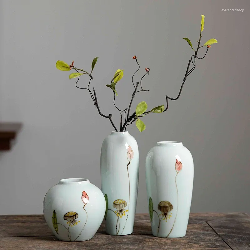 Vaser Jingdezhen Hydroponic Ceramics Small Vase Set Living Room Creative Flower Arrangement Floral Home Accessories