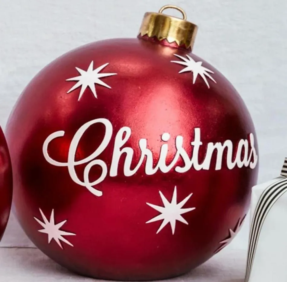 Party Decoration Christmas Ornament Ball 60 cm utomhus Uppblåsbar PVC Holiday Atmosphere Printing Toy1263604