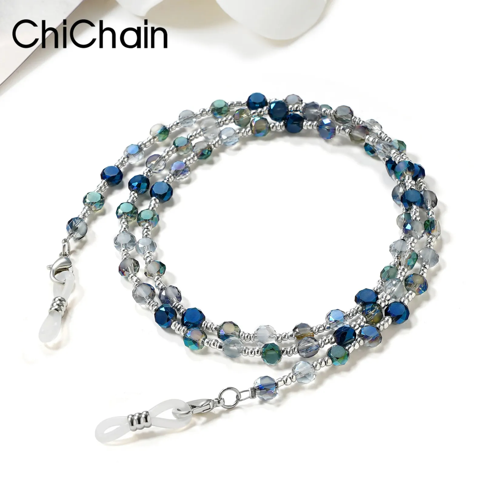 Fashion eyewear Crystal Acrylic beads string chain Eyewear Mask bracelet holder String chain Neck 240108