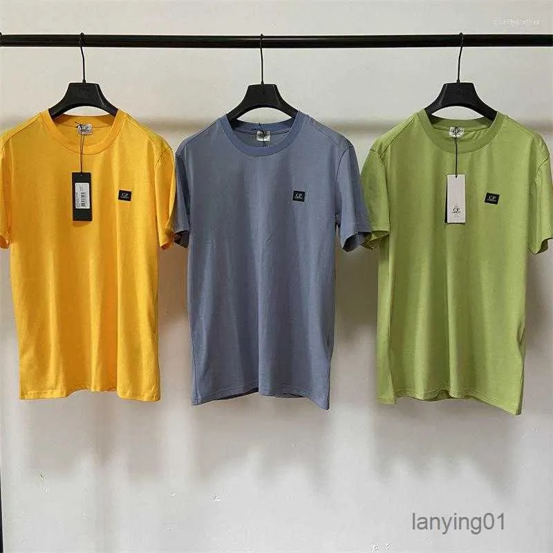 729S Erkek Tişörtleri Tişörtler 2023 Yaz CP T-Shirts Saf Pamuklu Mürettebat Kısa Kollu Genç Öğrenciler Basit Gevşek Yarım Düz Renkli Tshirt Topwfh