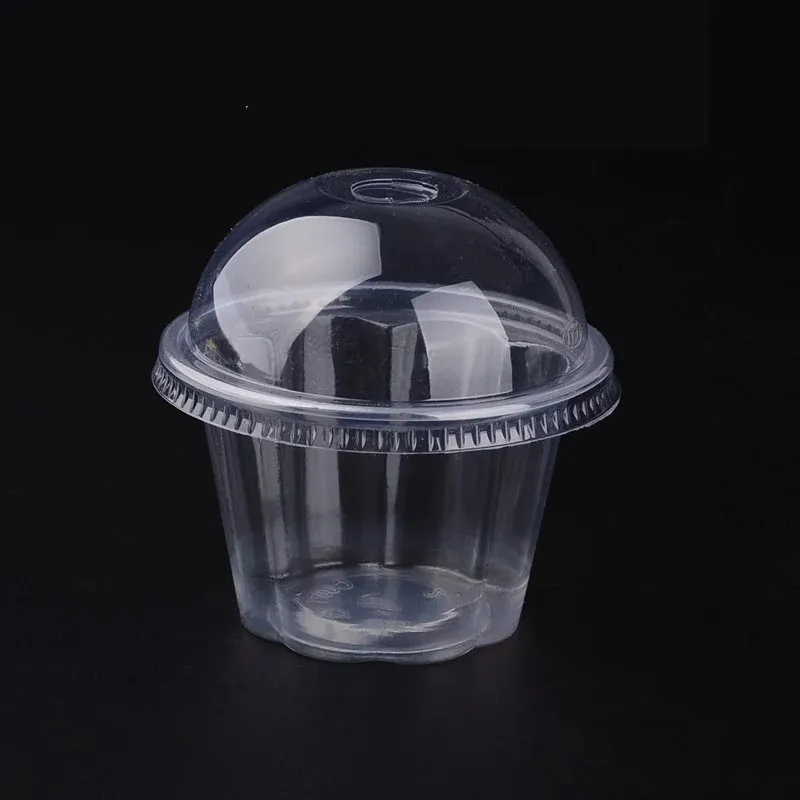 100pcsLot Disposable Plastic CupsBowls with Lid For Iced Coffee Bubble Tea Smoothie Dessert for Party Wedding 240108