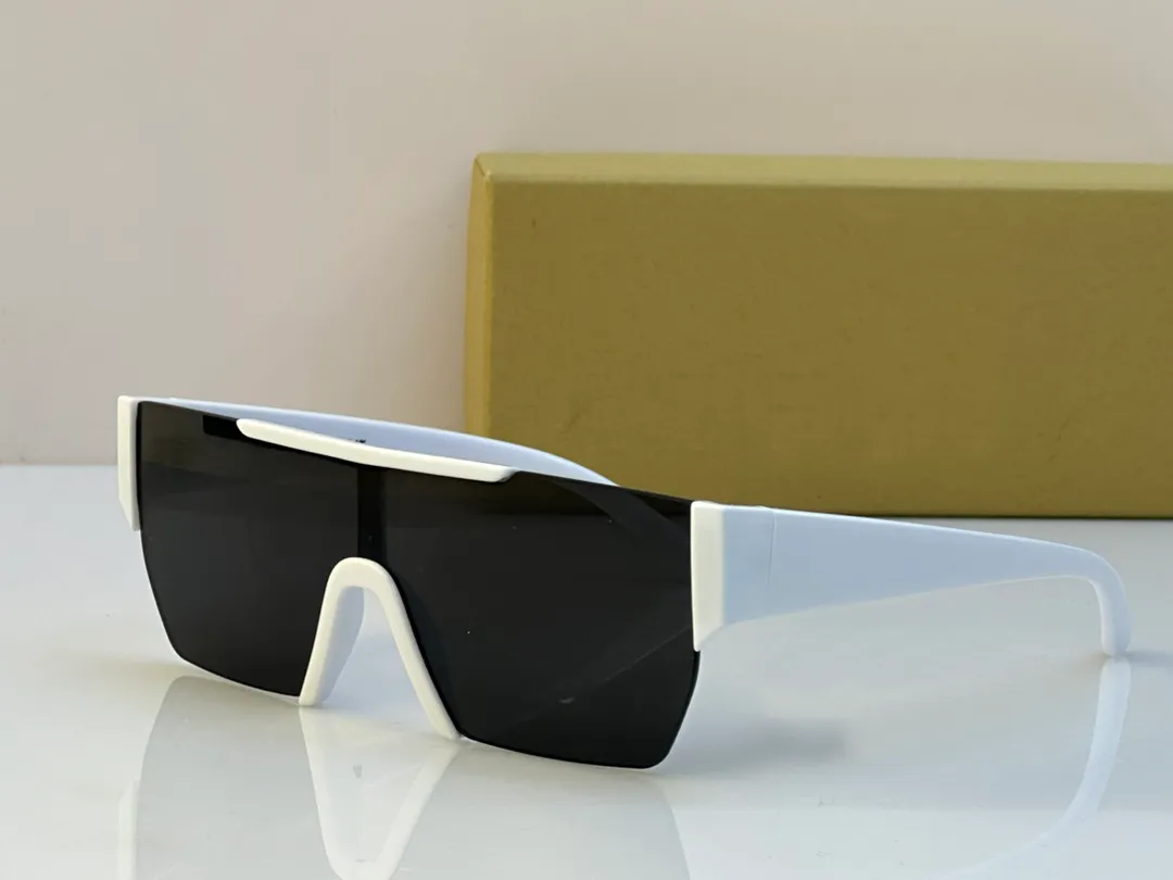 Rectangle Flat Top Sunglasses White Dark Grey Lens Men Women Shades Glasses Eye Wear Gafas de sol UV400 Eyewear with Box