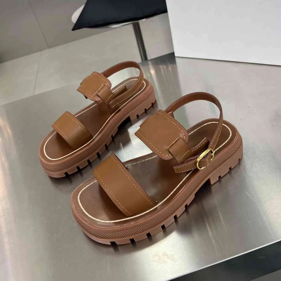 Designers design all-match sandals 2024 big summer women's wedges leather plus high soft sole comfortable trend to wear