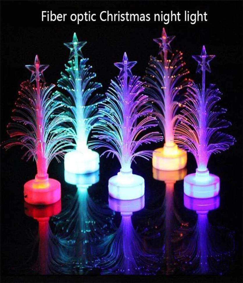 Creatieve Kleurrijke Gloeiende Glasvezel Kerstboom Kleur Ornament LED Kerstverlichting Mini Kerstboom6876891