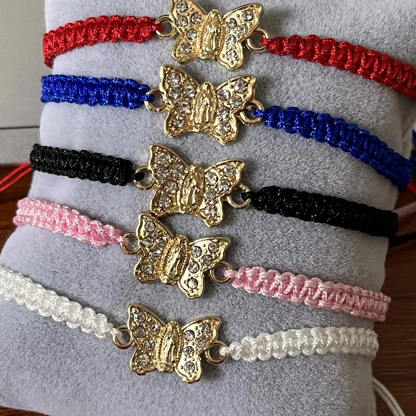 12 Piece Butterfly Charm Bracelet Handmade Braided Rope Thread Fashion Adjustable Bracelets Bangles Lucky Jewelry Friends Gift 240109