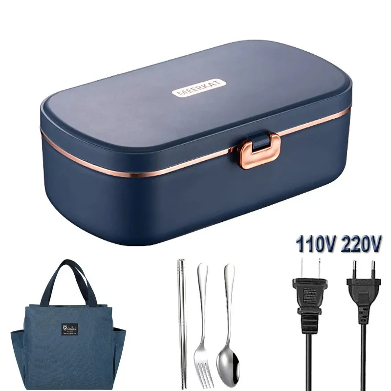 Lunch Box riscaldato elettrico portatile Riscaldamento in acciaio inossidabile Bento Office Student Scaldavivande Contenitore Riscaldatore 220V 110V Set 240109