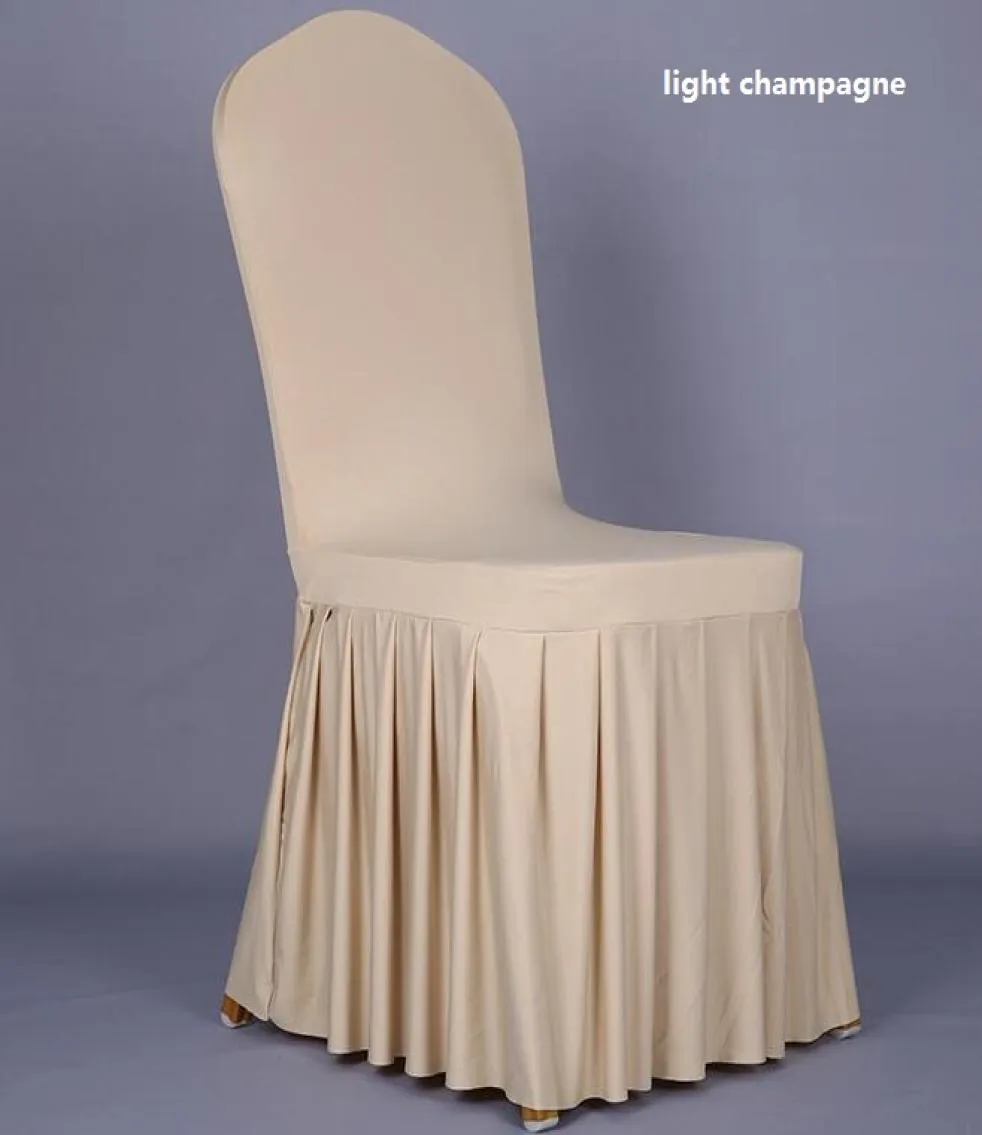 Housse de chaise de banquet de mariage jupe de chaise de haute qualité protecteur housse décor jupe plissée style housses de chaise élastique spandex WT7531898