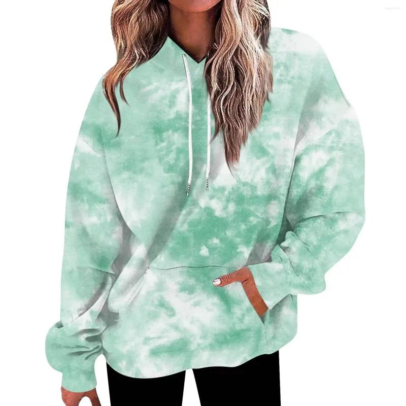 Hoodies للسيدات أزياء TIE DYE SWETSHERT يوميًا متعدد الاستخدامات الربيع غير الرسمي للرياضة في الهواء الطلق Pullover Sudaderas de Mujeres