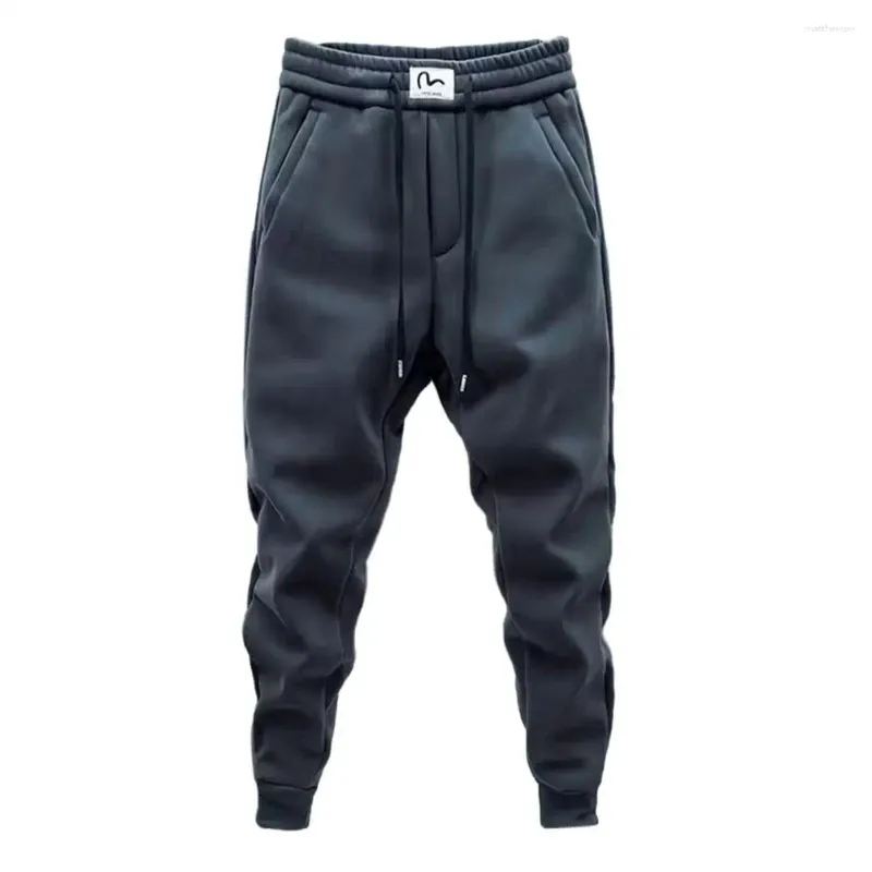 Pantalones para hombres Pantalones casuales para hombres Bolsillo con cordón Cintura elástica Pantalones de chándal de invierno con bolsillos Suave y grueso Cálido para el otoño