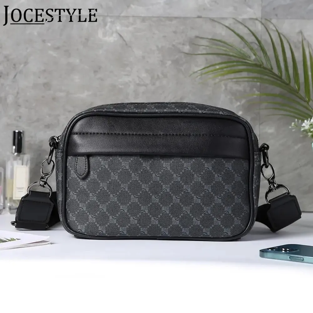 Erkekler Deri Crossbody Satchel Klasik Desen İş Sling Çantaları Erkek Gündelik Omuz Çantası Küçük Kare Ekose 240108