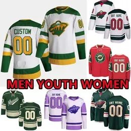 Custom Hockey Jerseys ``Wild``Mens 97 Kirill Kaprizov 24 Matt Dumba 46 Jared Spurgeon 29 Marc-Andre Fleury 2 Calen Addison 76 Caedan Bankier Boldy Brodin