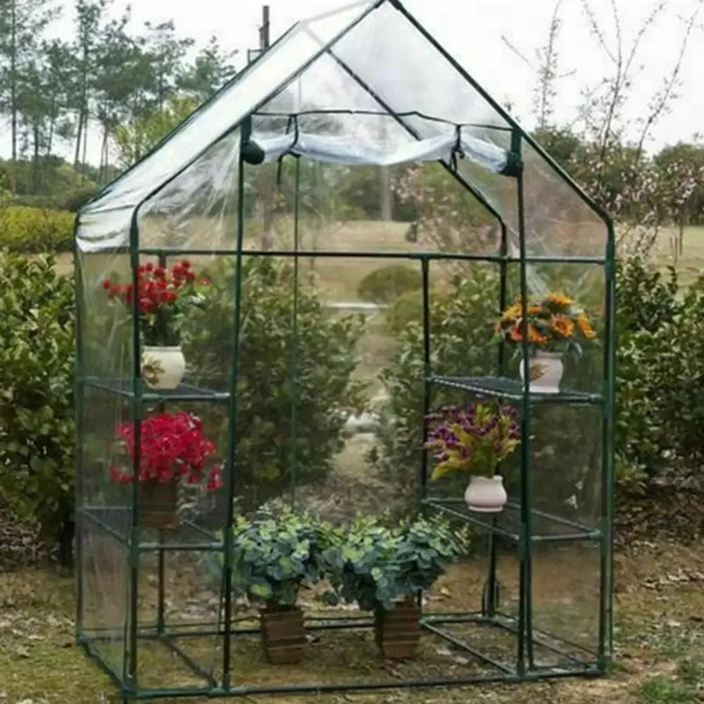 Grünes transparentes Gartengewächshaus aus Kunststoff mit PE-Abdeckung, Pflanzen halten warmen Wintergarten für Blumen, Gemüse, landwirtschaftlichen Anbau, Cove 240108