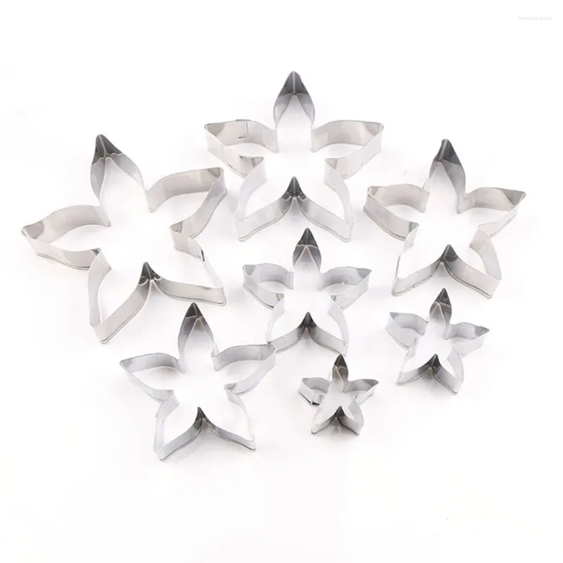 Baking Moulds 7Pcs Rose Flower Calyx Cutting Die Stainless Steel Cake Cutters Pastry Mould Fondant Mold Cookie