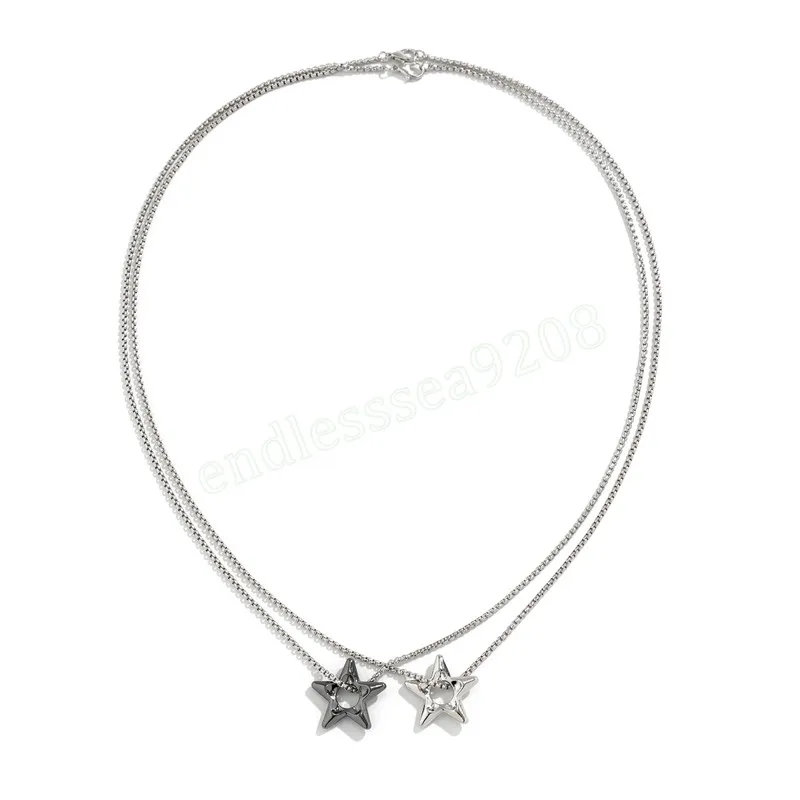 Hip Hop couleur argent étoile pendentif collier pour femmes hommes unisexe tour de cou à breloque bijoux collier sur le cou cadeaux de fête garçon