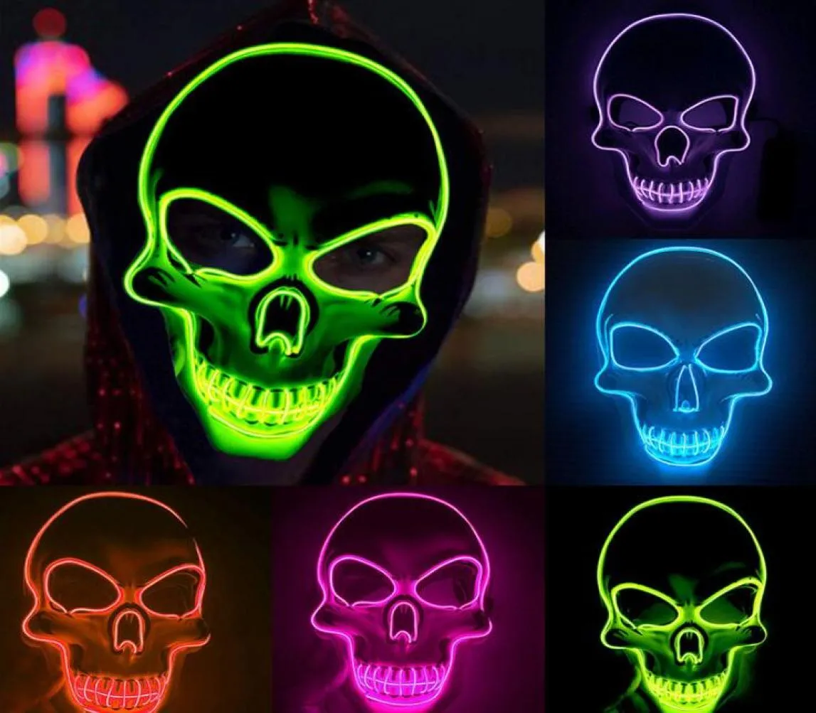 Halloween LED Licht Maske Leuchten Party Neon Cosplay Kostüm Werkzeuge Party Horror Glowing Dance Masken7720827