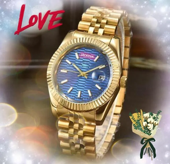 Relogio masculino para mujer para hombre Relojes de lujo movimiento de cuarzo moda Dial negro Calendario pulsera de oro Cierre plegable Master Male regalos parejas