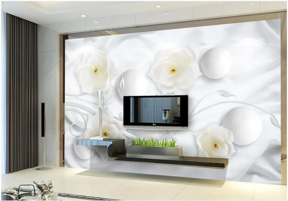 Top clássico 3d estilo europeu simples alívio 3d flor fundo mural papéis de parede para tv pano de fundo1720273