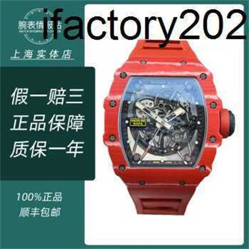 Topp ZF Factory Richarsmiller Tourbillon Carbon Fiber Case RM35-02 Red Magic Red Carbon Fiber Material Hollow Automatic Mechanical Watch 18 års garanti