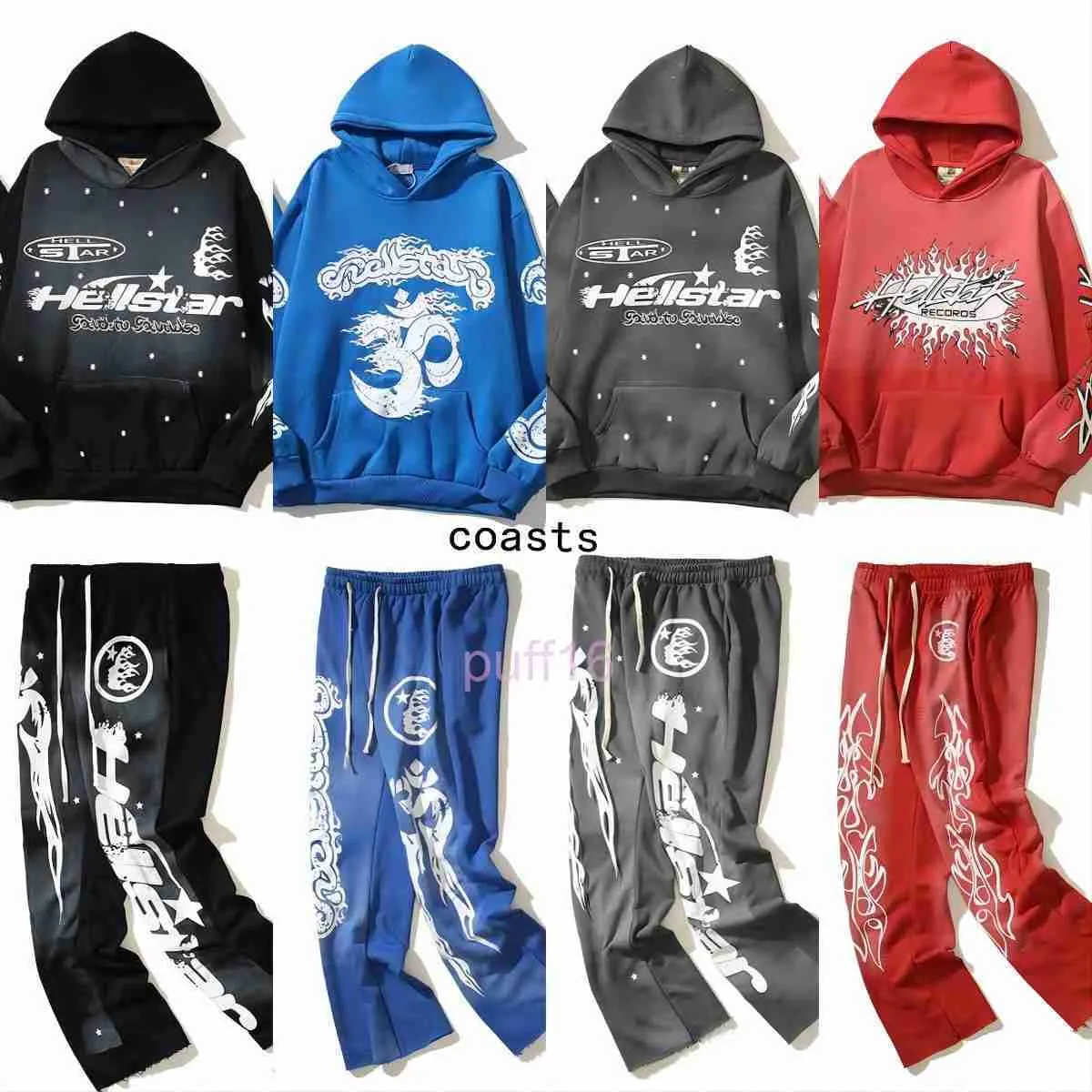 Autumn and Winter Hellstar Tracksuits Sports Suit Designer Hoodie Long Sleeve Pants Pullover Hip Hop Retro Alphabet Print Distress Personalized Hell Star Gk9c 1QHK