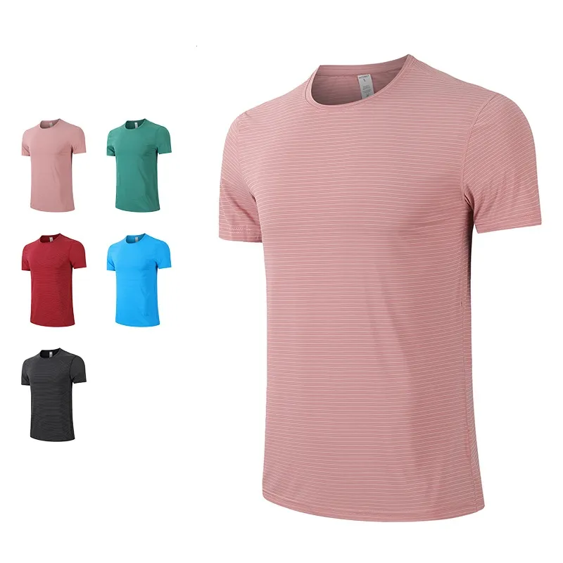 lu yoga kıyafeti çalıştıran t-shirt gömlekleri sıkıştırma sporu tayt fitness spor salonu futbol adamı forma giyim hızlı kuru spor t- top