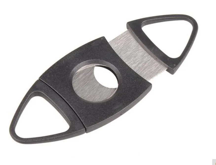Ciseaux coupe-cigare de poche à Double lame en acier inoxydable, poignée en plastique, outils portables, couleur noire 8401685