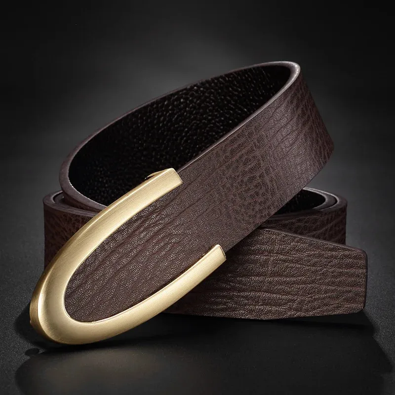 Alta qualità c lettera Cintura da caffè da uomo moda di lusso Cowskin Cintura in vera pelle di design cinturino in vita casual 240109
