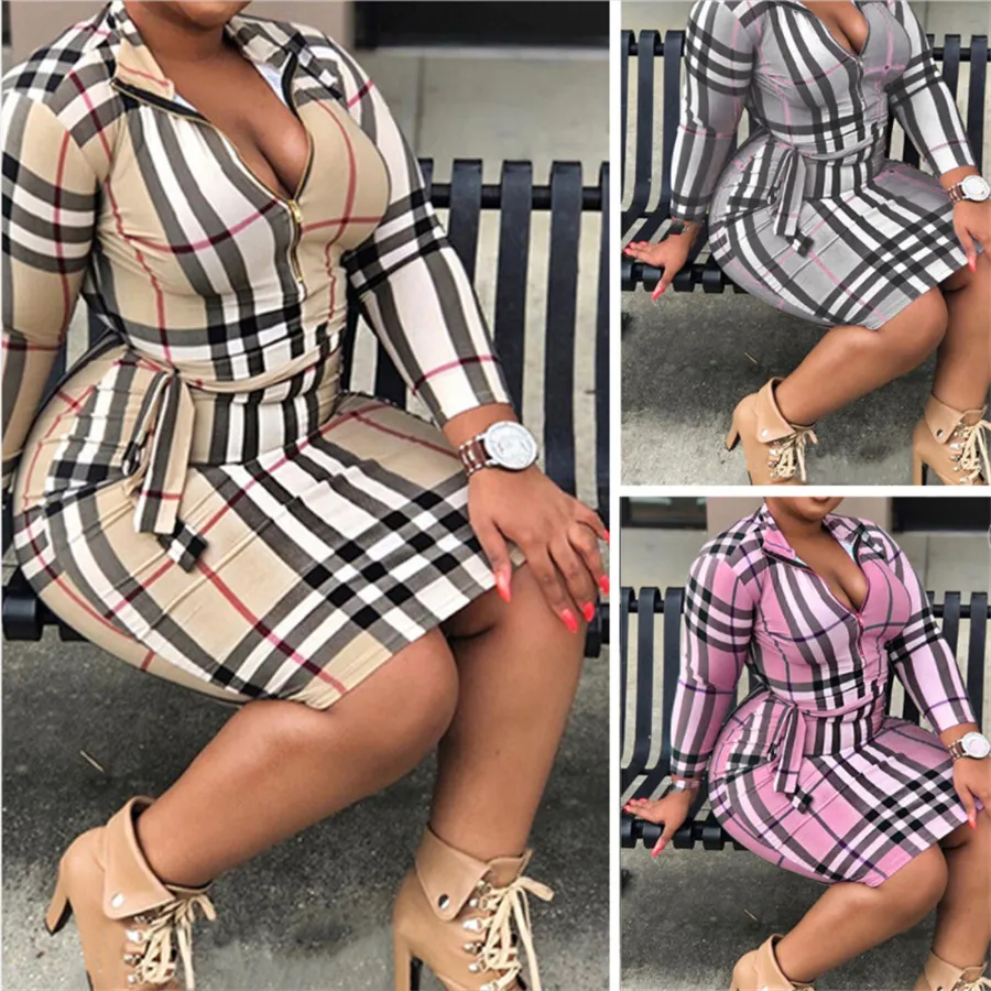 dresses for woman Casual Dresses Plus Size Women's Plaid Fashion Classic Clothing Big Sizes Dress Slim Plaids Skirt Trendy Skirts L-5XL