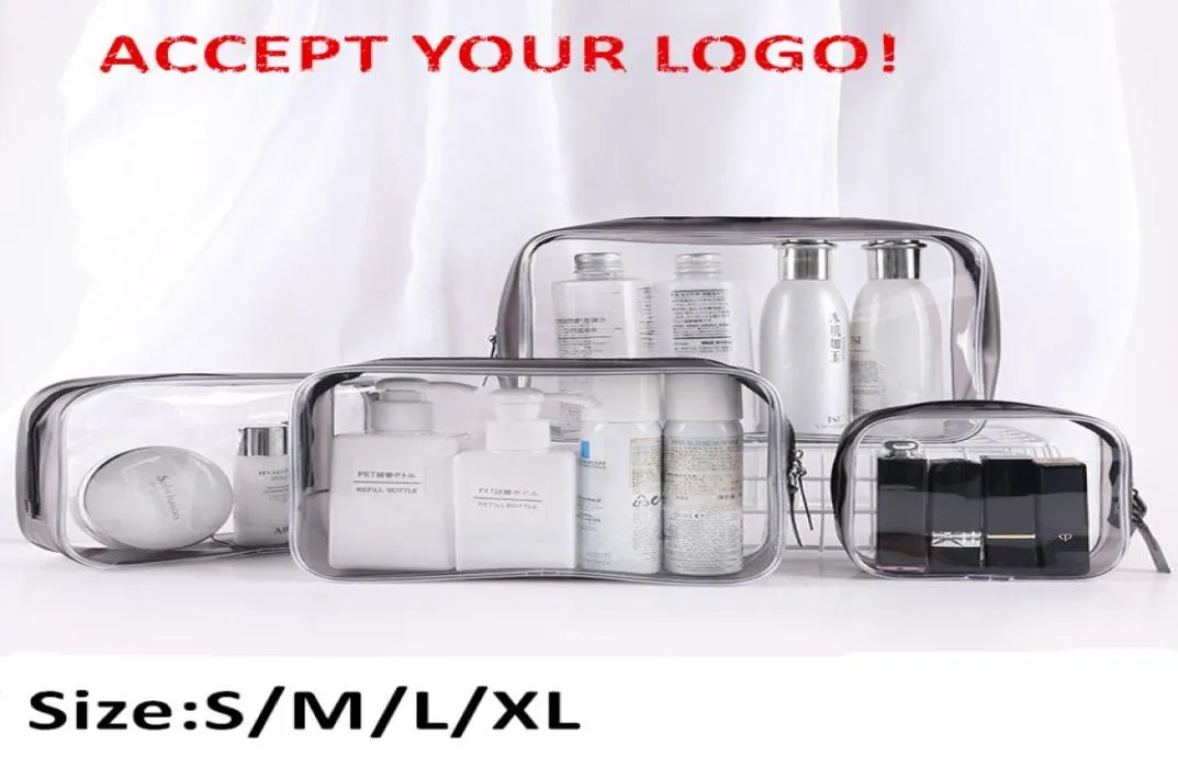 Travel Transparent Cosmetic Bags PVC women Zipper Clear Makeup Bag Bath Toiletry Wash Beauty Case Make Up Organizer accept logo pr7637539