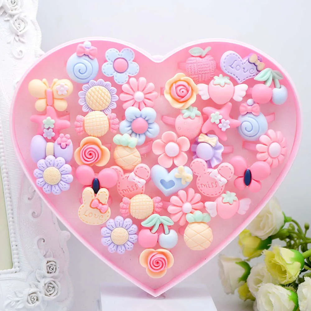 Version Children Korean Cartoon Princess Girl Heart Jewelry Toy Love Opening Ring Box