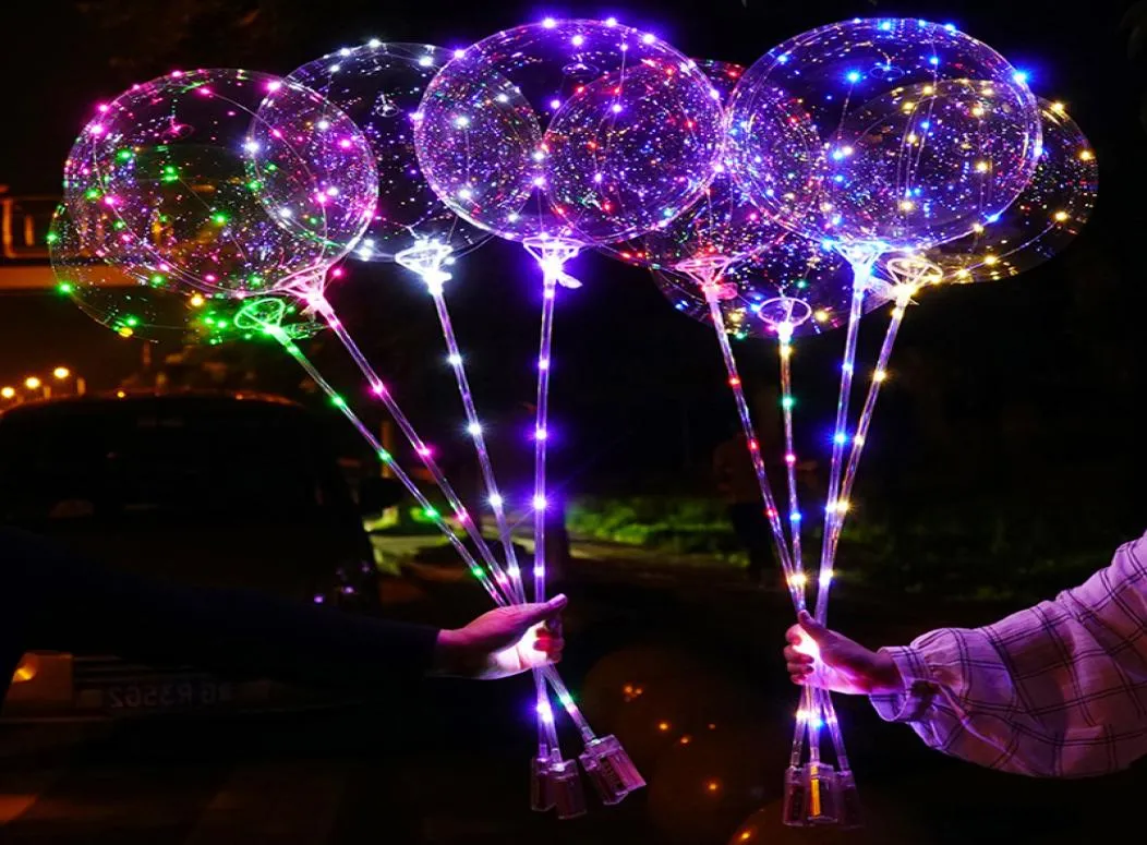 Party Decoration Bobo Balloons LED Light with String Lights20 Inches Bubble Balloon till Christmas Birthday Wedding Night Partys S4018288