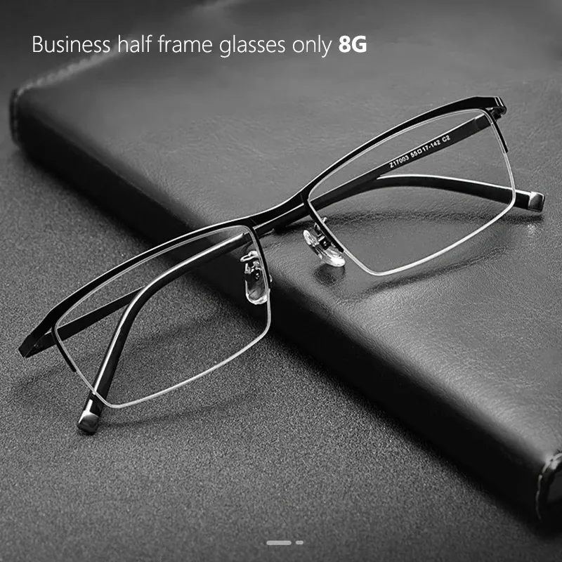 Fashion Business Eyewear Lega ultraleggera HalfFrame Uomo Occhiali da vista di grandi dimensioni Montatura per occhiali da vista ottica 240109