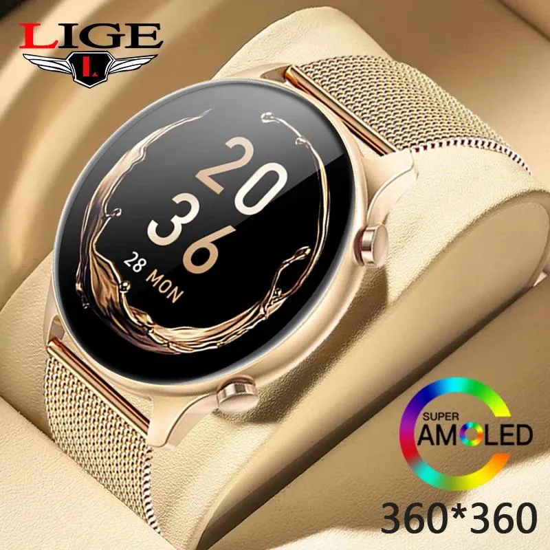 Watches Lige Amoled Smart Watch Men Sport Smartwatch Bluetooth Fitness Activity Tracker Weather Women Heart Monitor Smart Armband