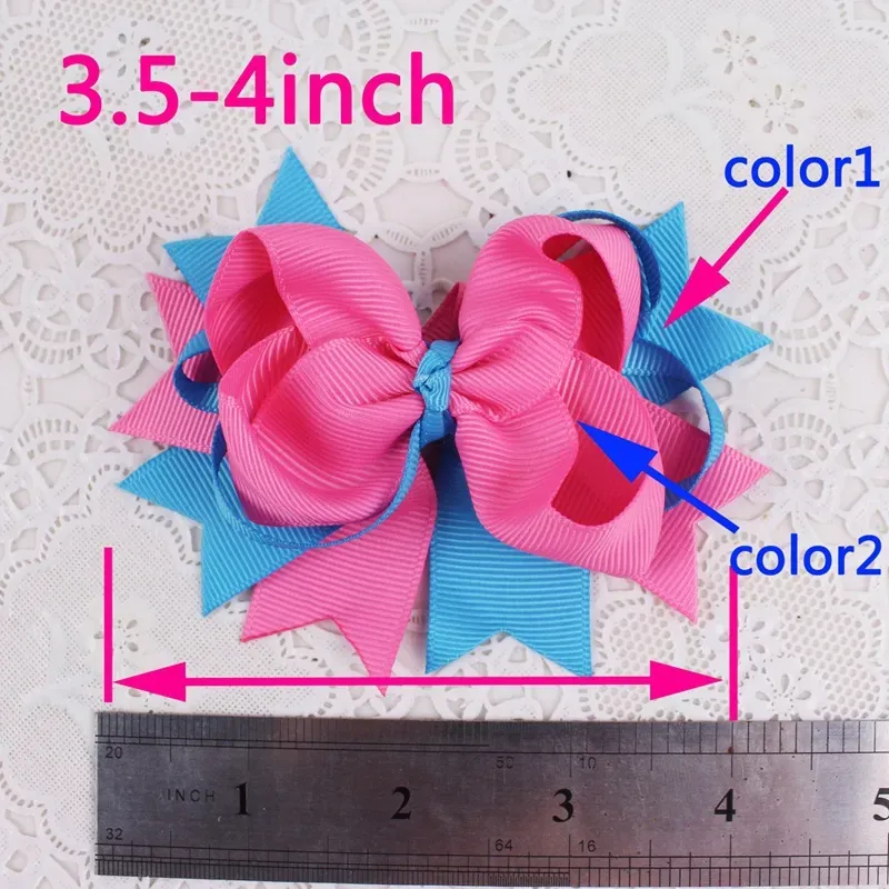 Kids Girls Ribbon Hair Bows Clips With Hairpins Boutique Navy Red Pink Bow Hairclips Headwear Fastion Hair Accessories HD3441