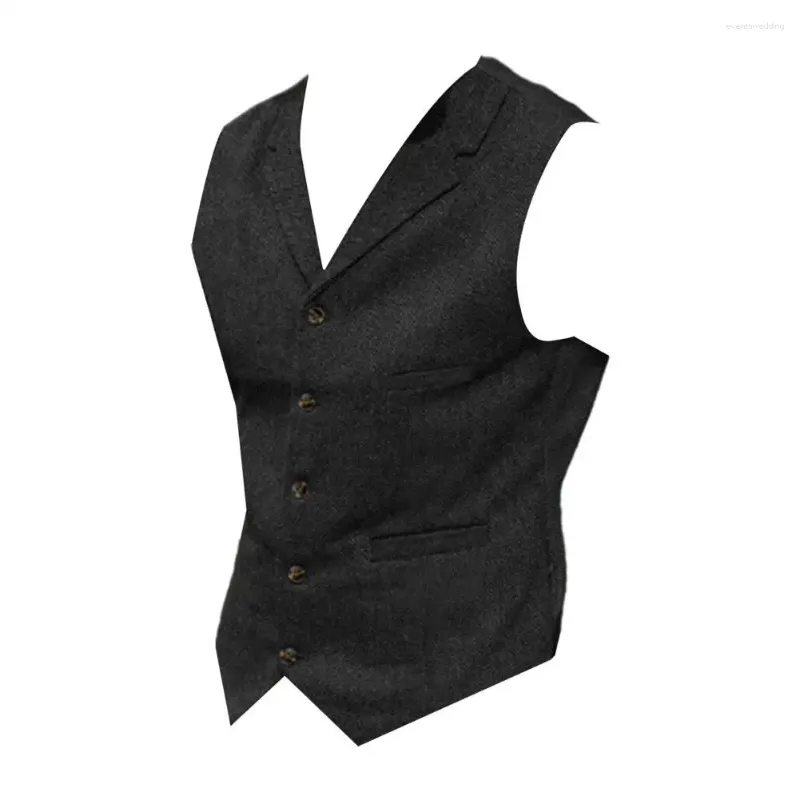 Mäns västar män passar Vest Formell affärsstil Single-breasted Solid Color Sleeveless for Groom Wedding Banket Slim Fit Retro