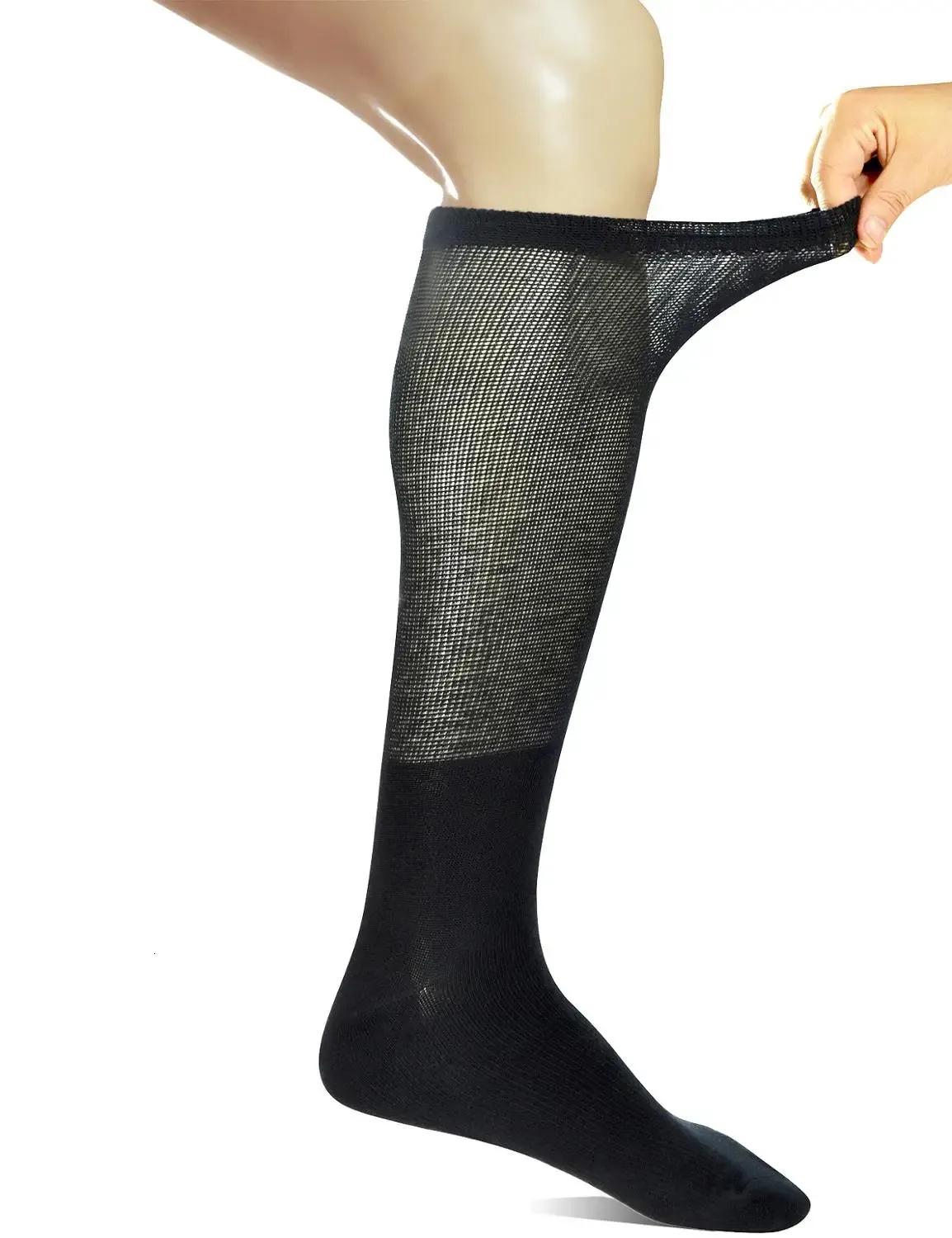 Yomandamor 4 Pairs Mens Over the Calf Compression/Diabetic Dress Socks with Seamless Toe Size 13-15 240108