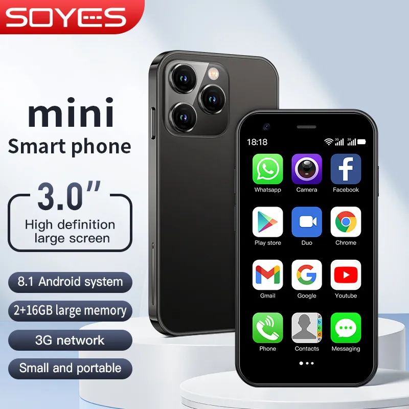 2023 YENİ SOYES XS15 MI Telefon Akıllı Telefon 2GB+16GB Android 8.1 3.0 '' Çift Sim Bekleme 3G Cep Telefonu WiFi GPS Play Store 2GB 16GB Mini Cep Telefonu