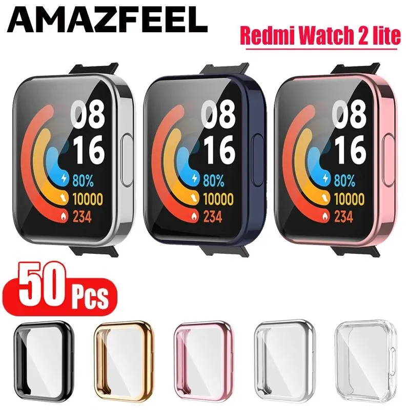 Watches 50pcs/Pack For Xiaomi Redmi Watch 2 Lite Case Protector Smart Watch Protective Case Cover TPU Silicone Bumper Redmi Watch 2 Lite