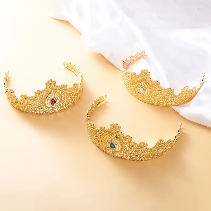 Hair Clips Hollow Flower Traditional Holiday For Women Arad Tiaras Gold Color Bijou Algeria Bridal Wedding Jewelry Crown