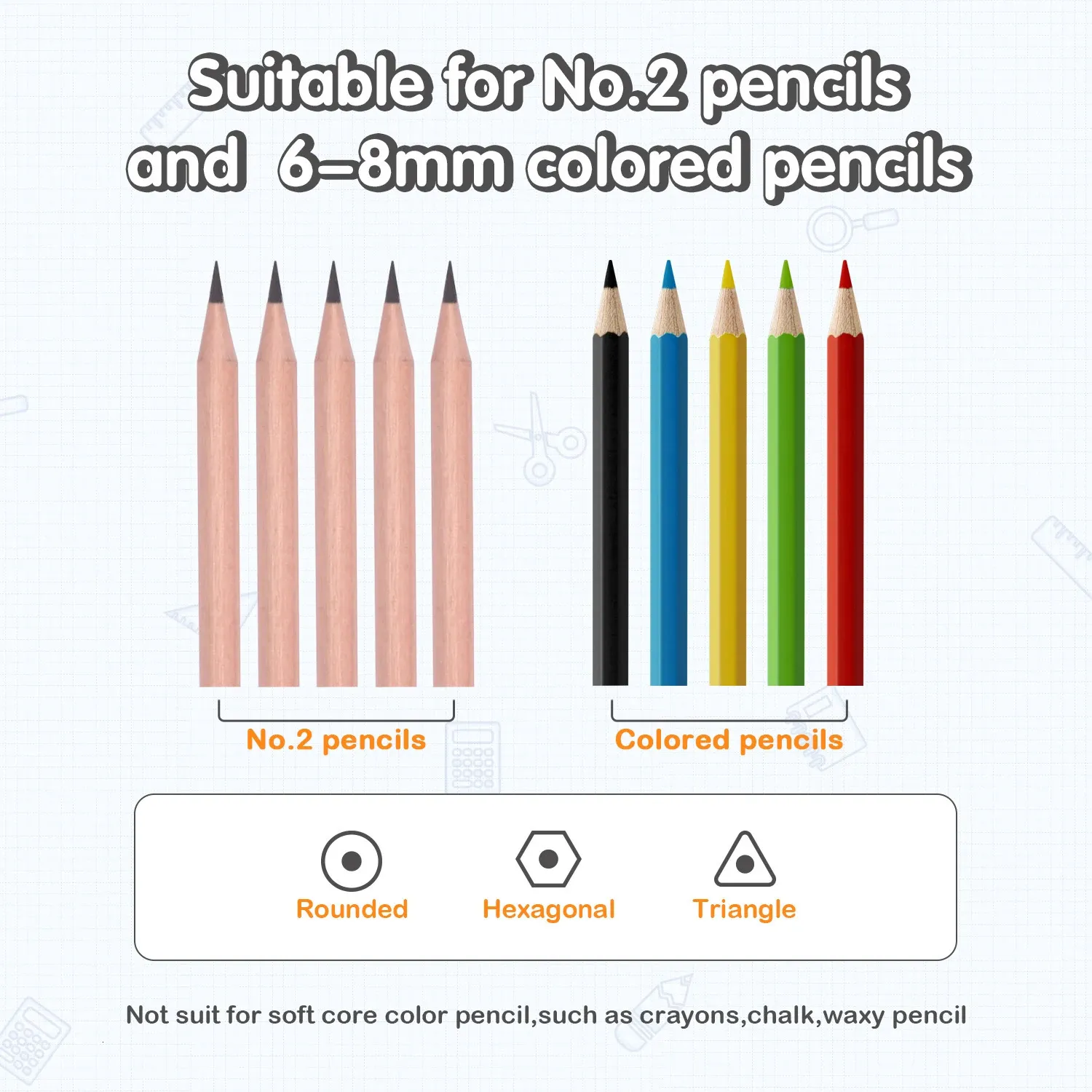 AGCAN Electric Pencil Sharpener With Helical Blade For 6-8mm Standard/Colored Pencils, Electric Pencil Sharpeners Plug In With Adapter For Office...