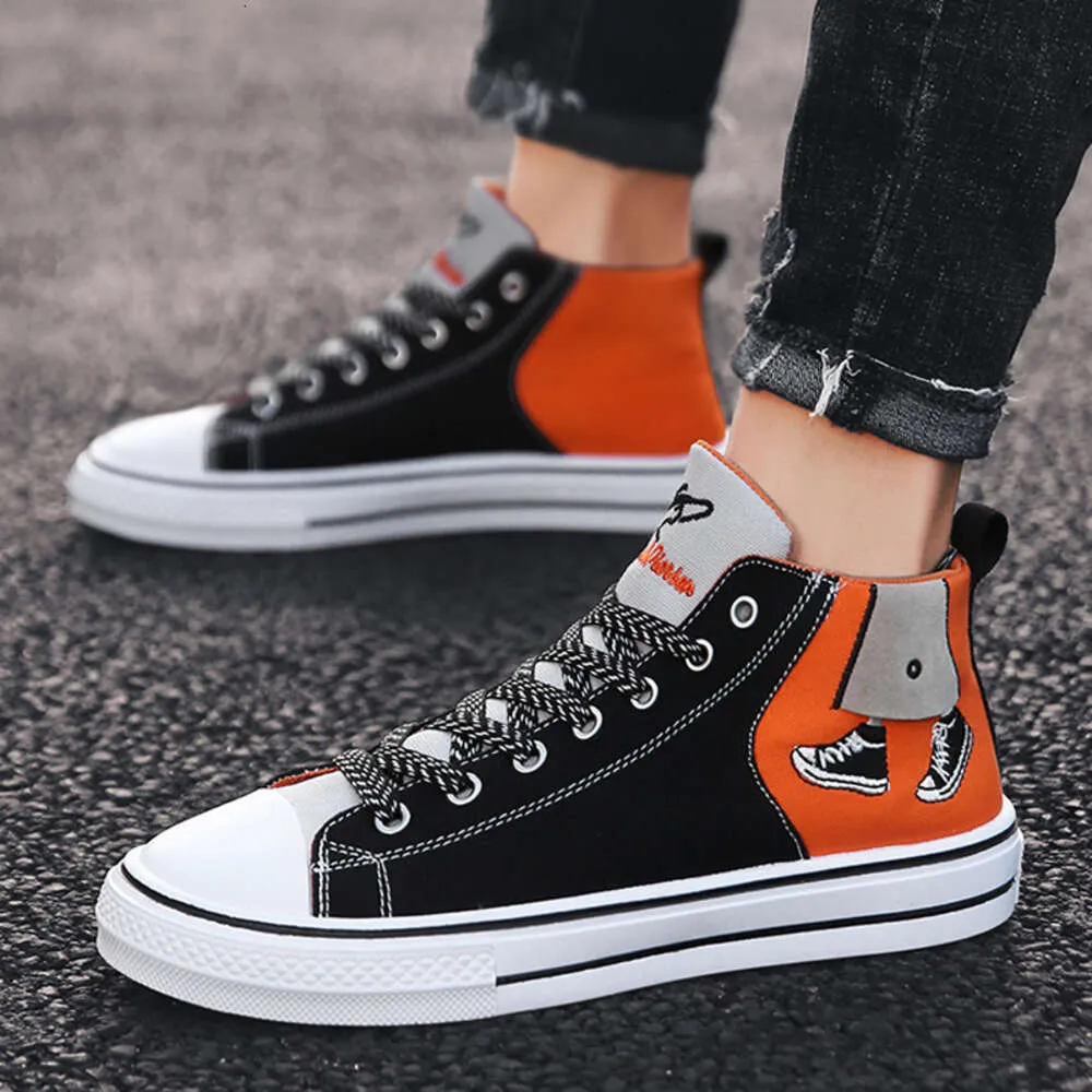 Canvas High Top Men Trendy Casual Flat Skate Shoes For Women Outdoor Breattable Non-Slip Men's Vulcanized Sneakers